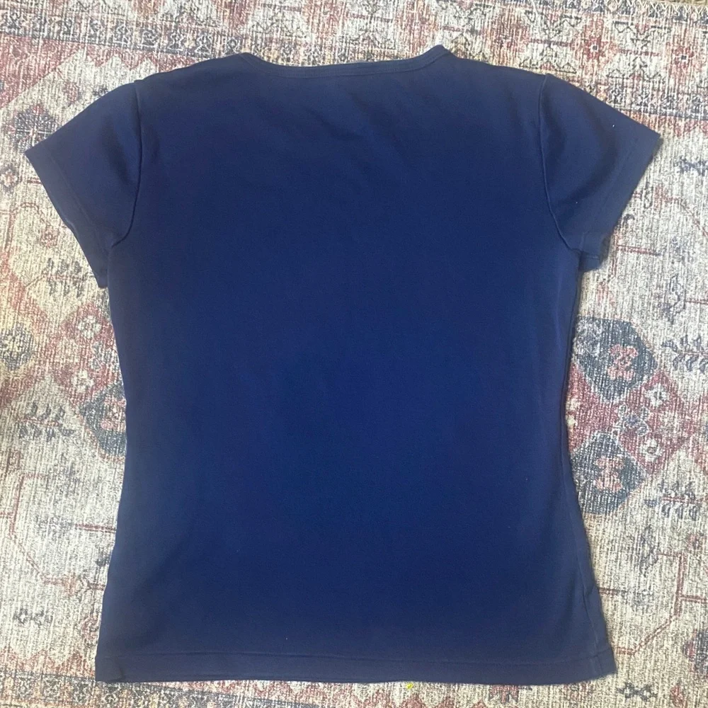 Ralph Lauren Navy Short-Sleeve Tee with Pink Horse Polo Logo 100% Cotton